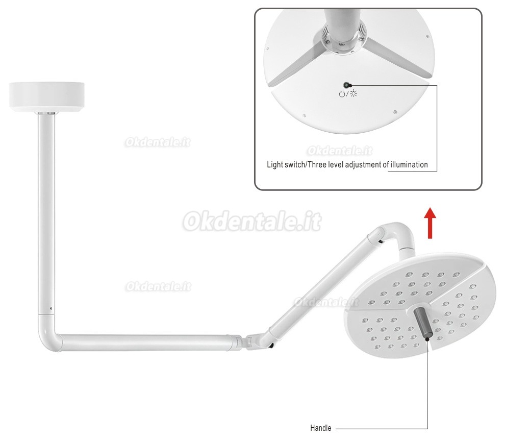 Lampada scialitica odontoiatrico a LED KWS KD-2036D-4 da 80W, lampada riunito odontoiatrico  a soffitto